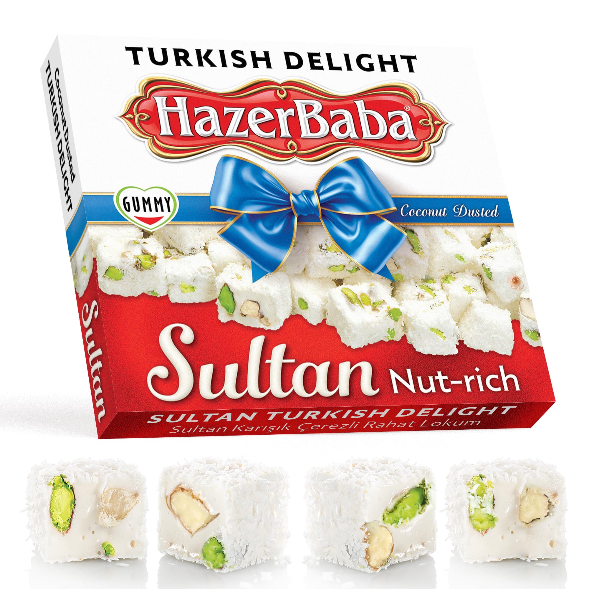 HazerBaba Coconut Dusted Turkish Delight Candy,%15 Nut-rich, 7oz(Pack of 1)