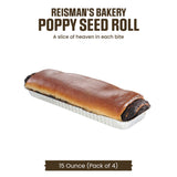 Reisman’s Bakery Poppy Seed Roll, Traditional Poppy Seed Filling, Dairy-Free Bakery Food, Delicious Dessert, Pack of 4, 15 Ounce Each