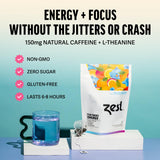 Zest Energy Tea Bags - Blue Lady Passion Fruit Black Tea - High Caffeine Tea for Morning Energy, Focus & Clarity - Natural Caffeinated Tea with 150mg