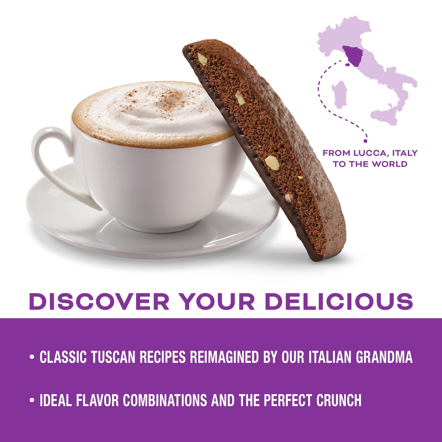 Nonni's Dark Chocolate Almond Biscotti Italian Cookies - 2 Boxes Dark Chocolate Cookies - Biscotti Individually Wrapped Cookies - Italian Biscotti