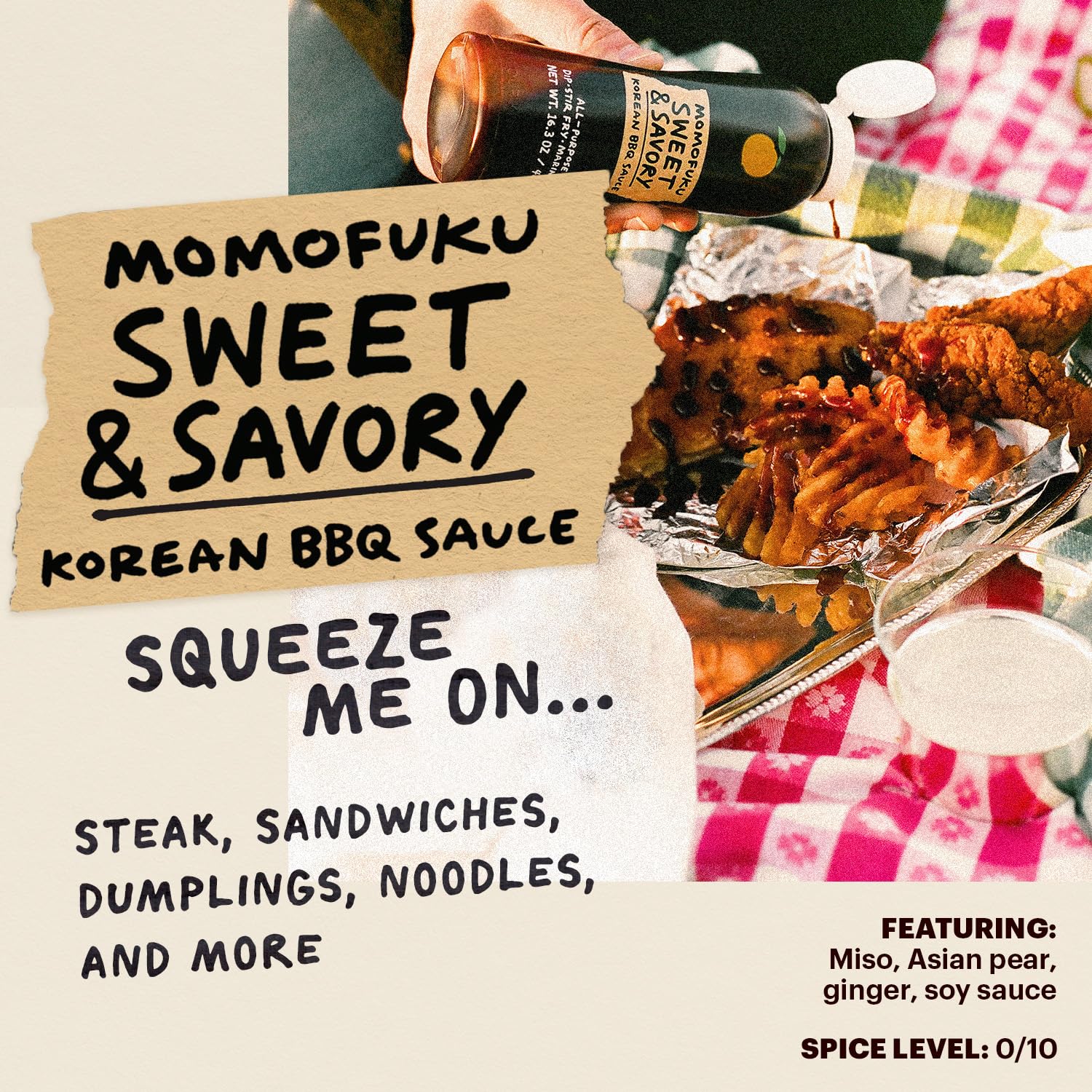 Momofuku Sweet & Savory Korean BBQ Sauce with Soy Sauce, Fresh Ginger, & Pear for Stir Fry, Barbecue, and Marinade; Galbi Style with Smoky