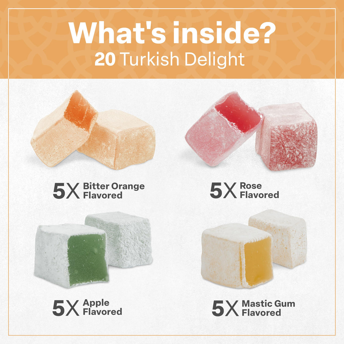 Eastanbul Turkish Delight, Turkish Delights Candy Assorted Flavor, 10.5oz
