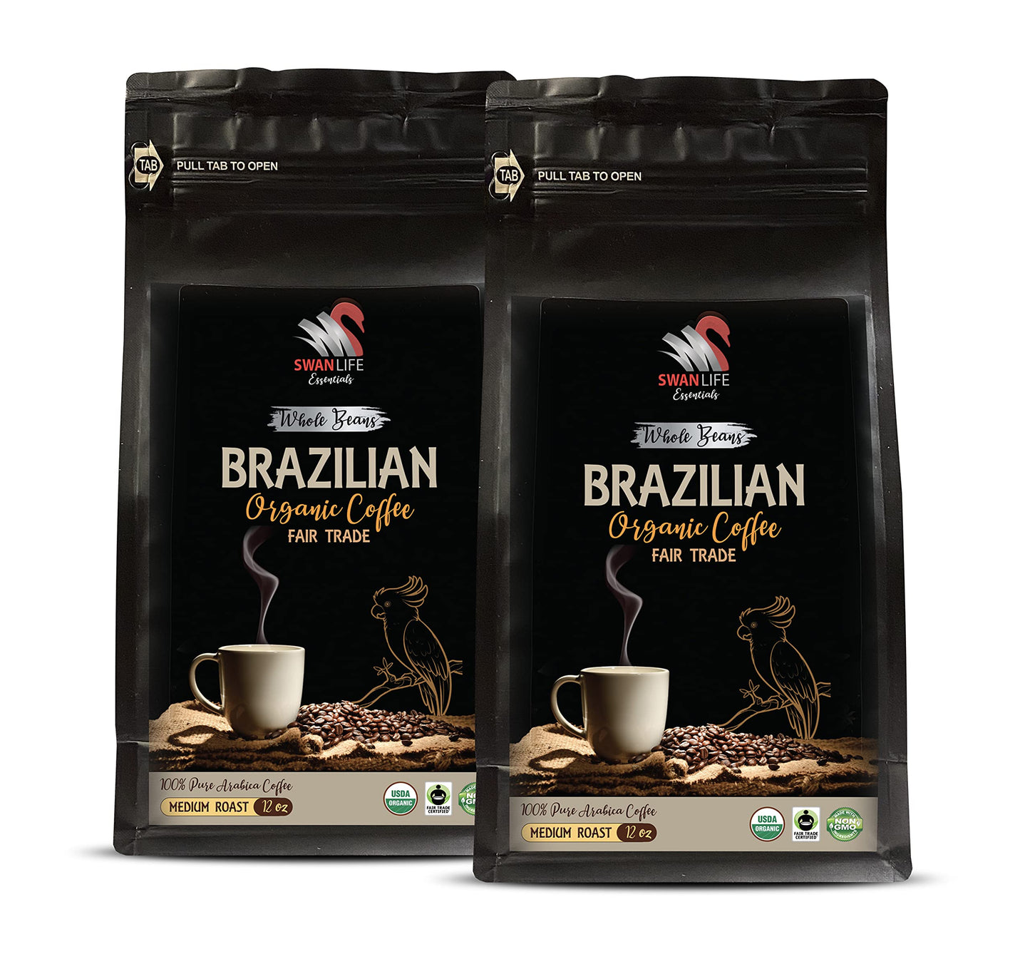 whole beans coffee gift set - BRAZILIAN WHOLE BEANS COFFEE ORGANIC, Medium Roast, non gmo, 100% Arabica, Fair Trade, low acid, organic coffee beans