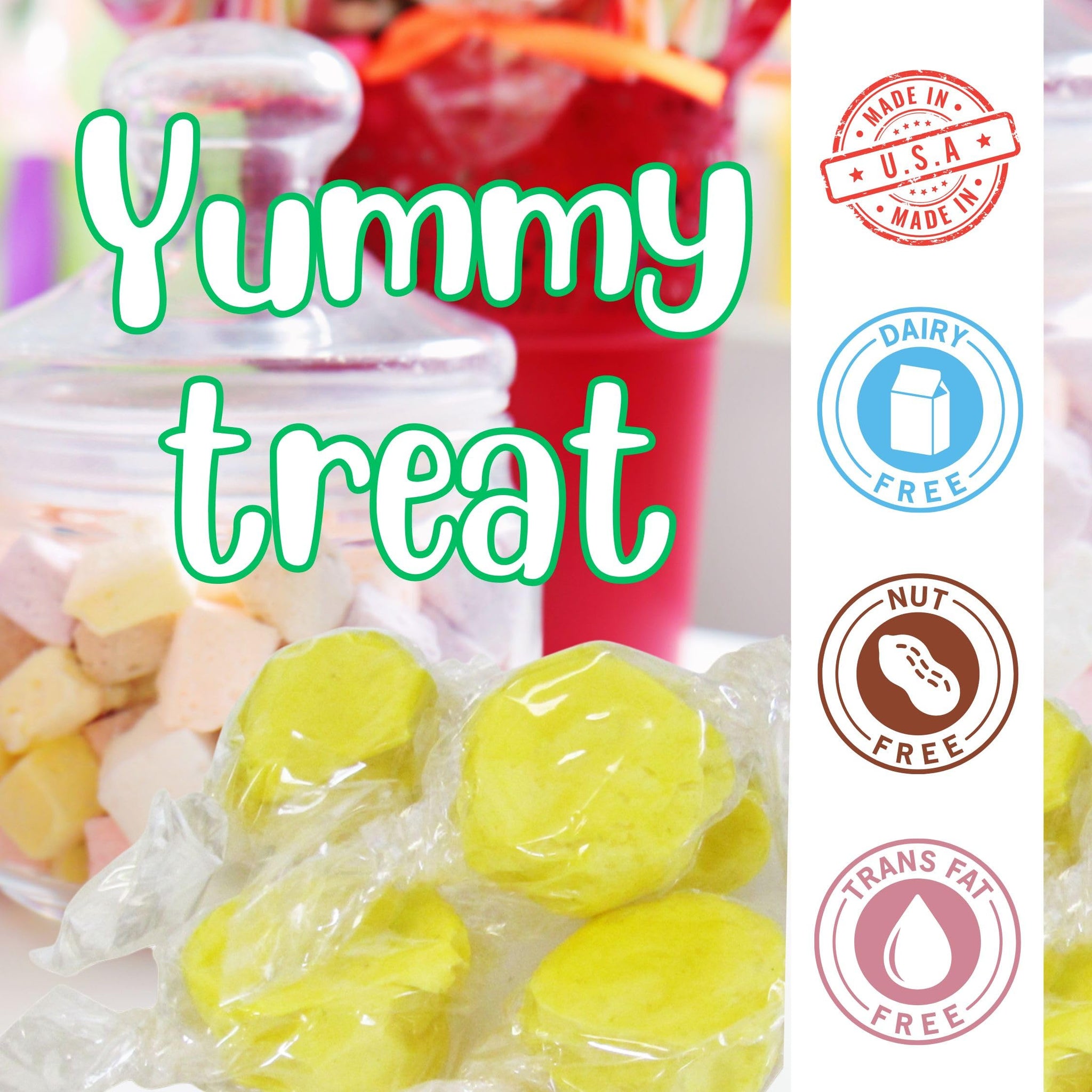Gourmet Yellow Pineapple Soft Taffy Chews by It's Delish, 2 lbs Bulk Bag - Individually Wrapped Yellow Taffies Chewy Pineapple Flavored Fruit Chews