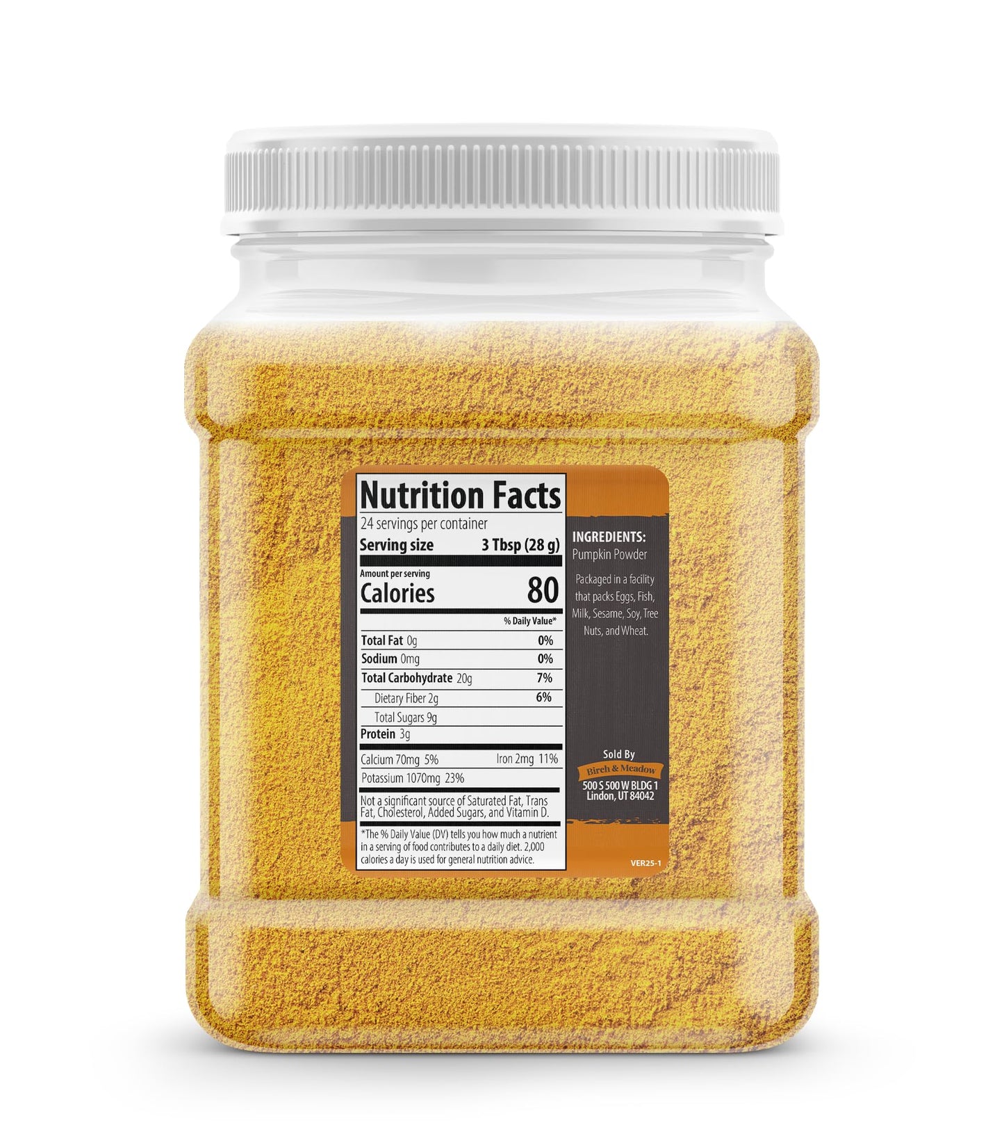 Birch & Meadow Pumpkin Powder, 1.5 lb, Smoothies & Juices, Pure Powder, Superfood