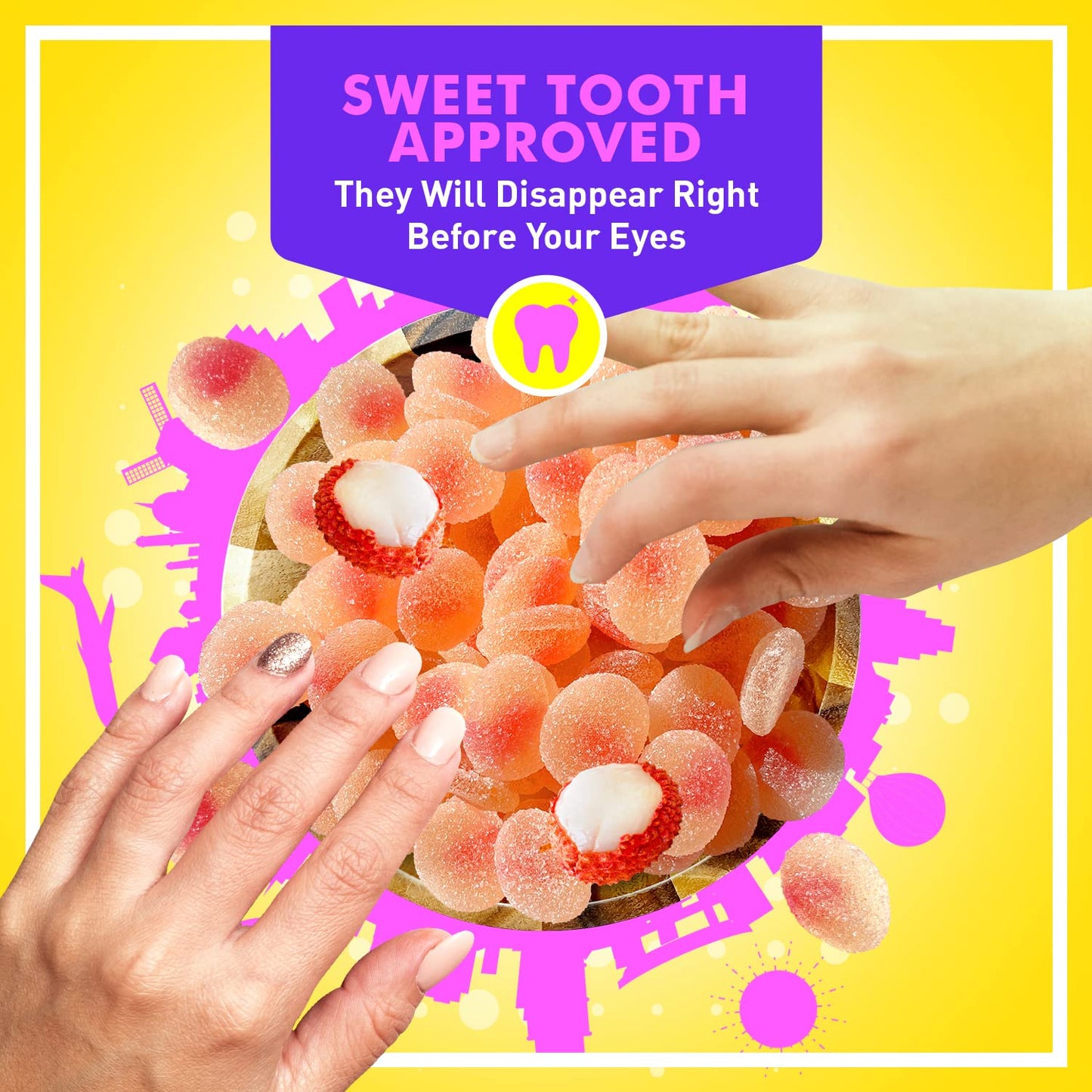 Gummy Sour Lychee Fruit Candy 12 oz - Sweet and Delicious Candy Snack - Perfect Size Bag For Sharing With Friends - Bite Size Pieces For Any Occasion