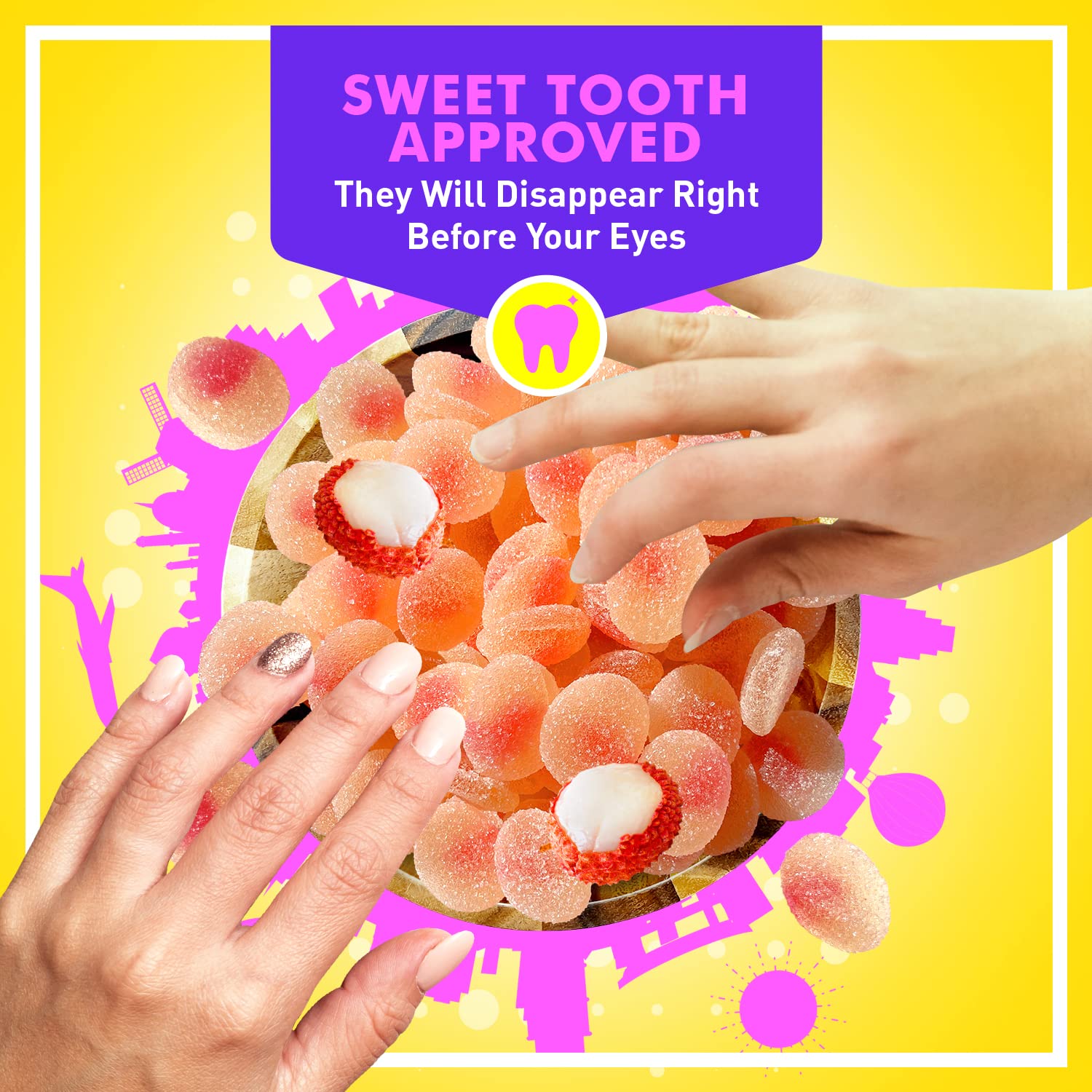 Gummy Sour Lychee Fruit Candy 12 oz - Sweet and Delicious Candy Snack - Perfect Size Bag For Sharing With Friends - Bite Size Pieces For Any Occasion