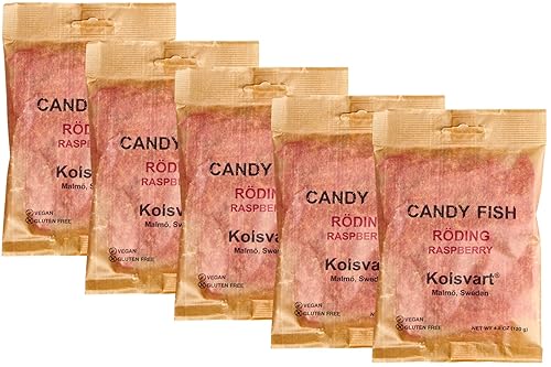 Kolsvart Raspberry Swedish Candy - Vegan & Gluten-Free Gummies with Natural Fruit Flavor - Scandinavian Gummy Candy - 4.2 oz Each (Pack of 5)