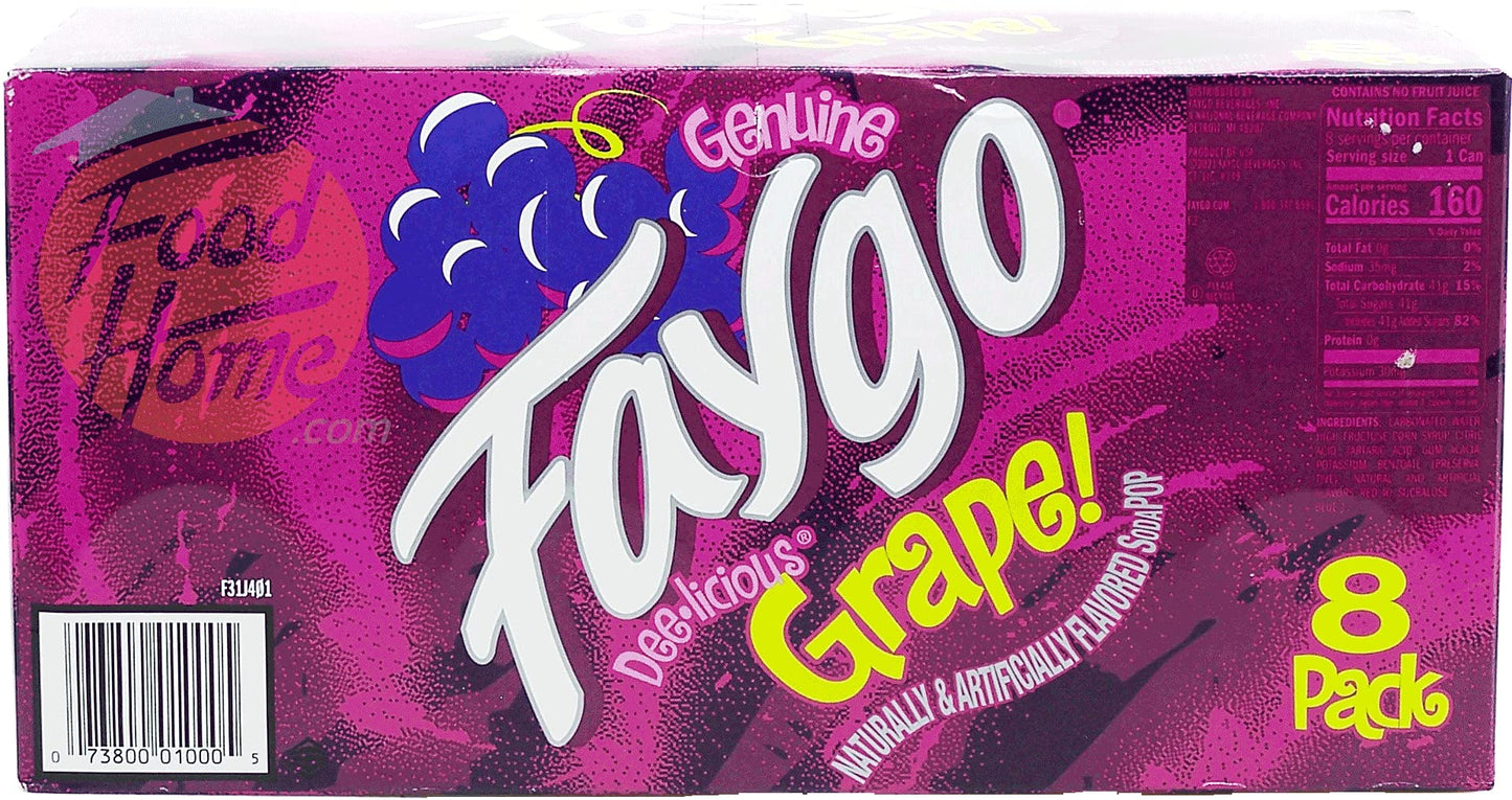 Faygo Grape! flavored soda pop. 8-pack 12-fl. oz. cans in box (1)
