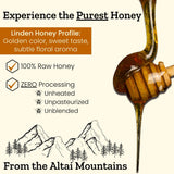 Altay Raw Linden Honey - 100% Pure, Unfiltered, Unpasteurized, Ethically Sourced - Glass Jar, 908g / 35.2oz