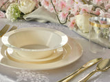 " OCCASIONS " 60 Piece Plates Pack, Heavyweight Disposable Wedding Party Plastic Bowls (14oz Soup Bowl, Plain Ivory)