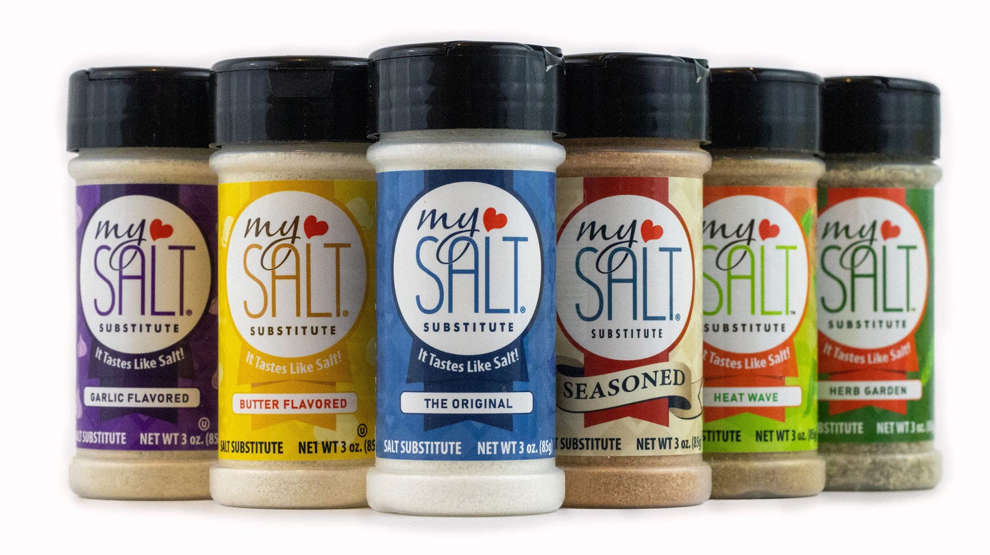 MySALT Salt Substitute - 100% Sodium Free - Set of 6 Varieties - Add the Tasty Salty Flavor You Are Missing to Your Low Sodium Diet