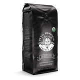 Devil Mountain Coffee Black Label Dark Roast Ground Coffee, Strong High Caffeine Coffee Grounds, USDA Organic, Fair Trade, Gourmet Artisan Roasted