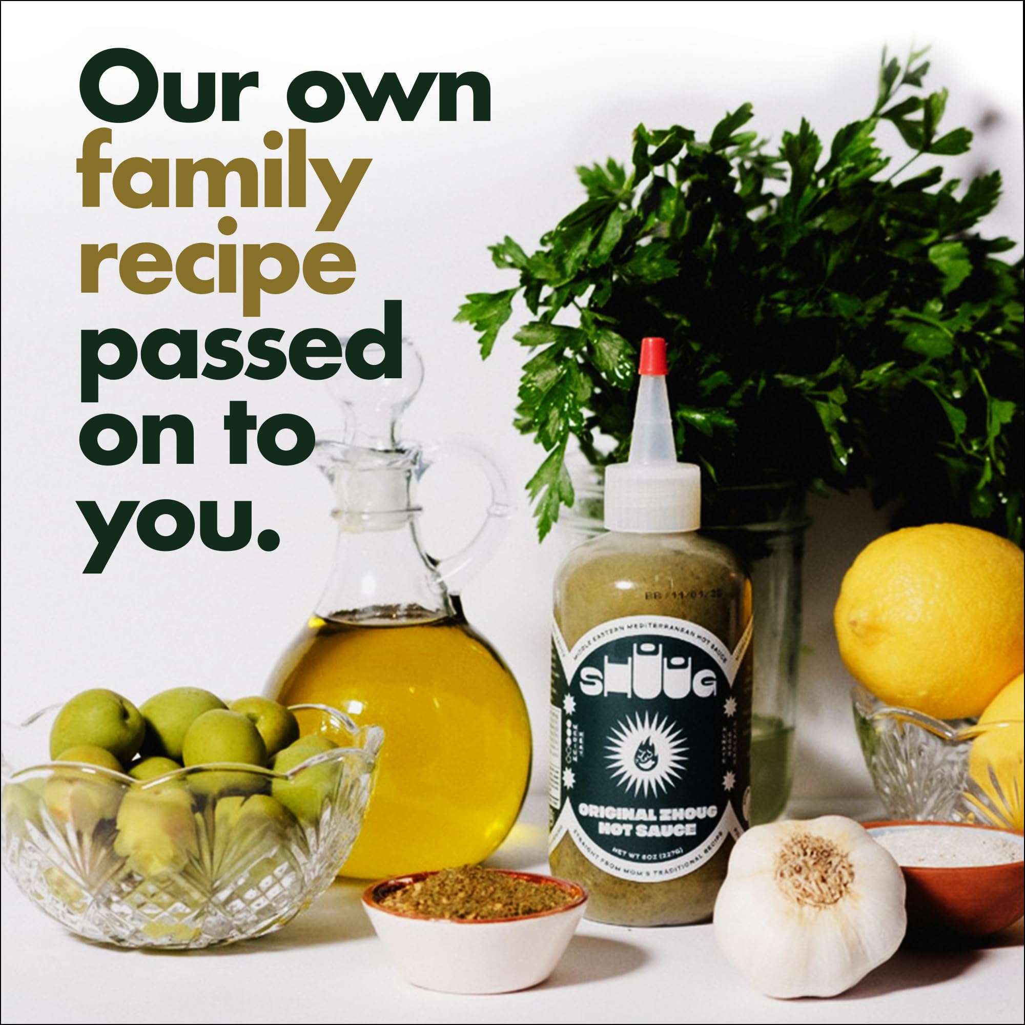 Shuug Mediterranean Zhoug Green Hot Sauce 9oz | Cilantro Sauce with Garlic, Jalapenos, Poblano, Scotch Bonnet Peppers, Olive Oil, Lemon, Chipotle |