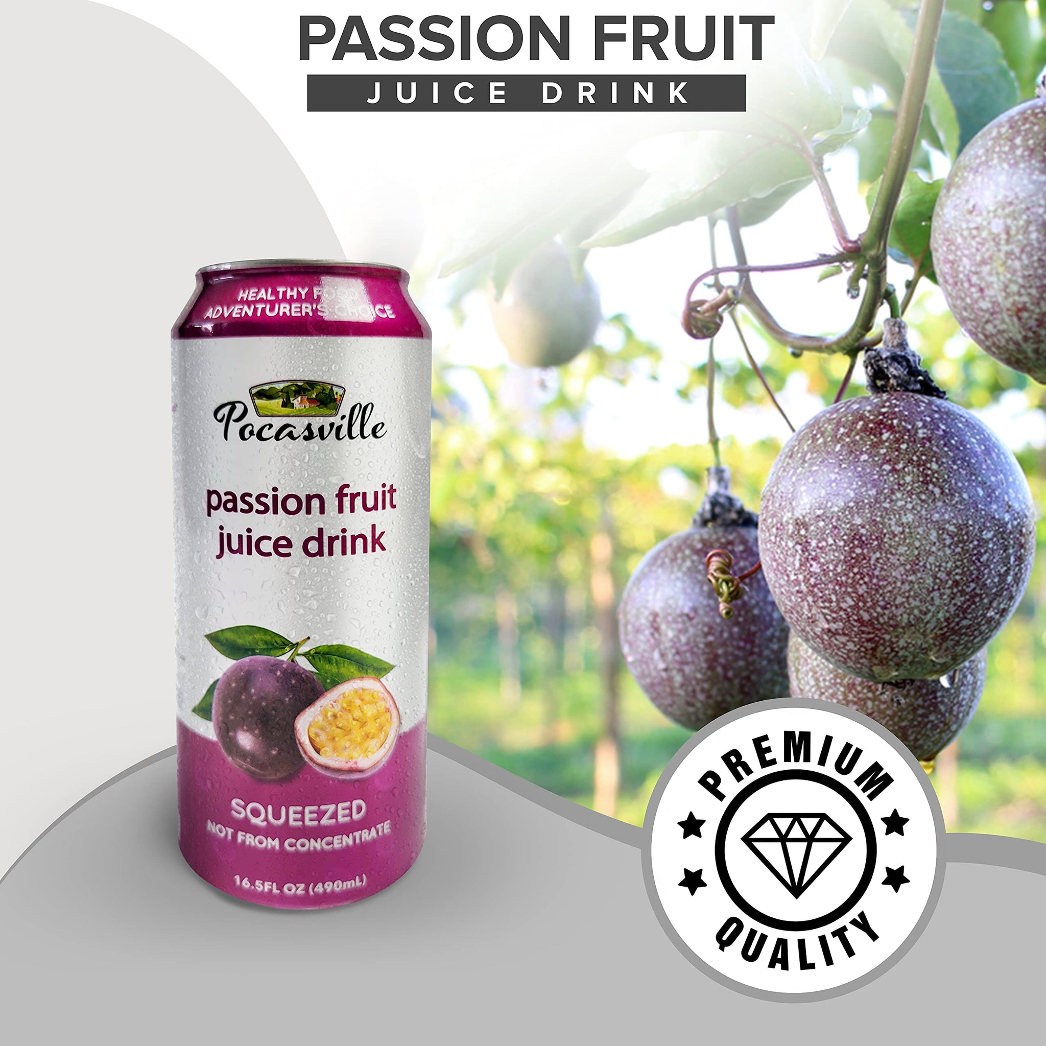 Pocasville Fruit Juices, Squeezed not form Concentrate, 16.5 Fluid Ounce Can (Mix, 12 cans)