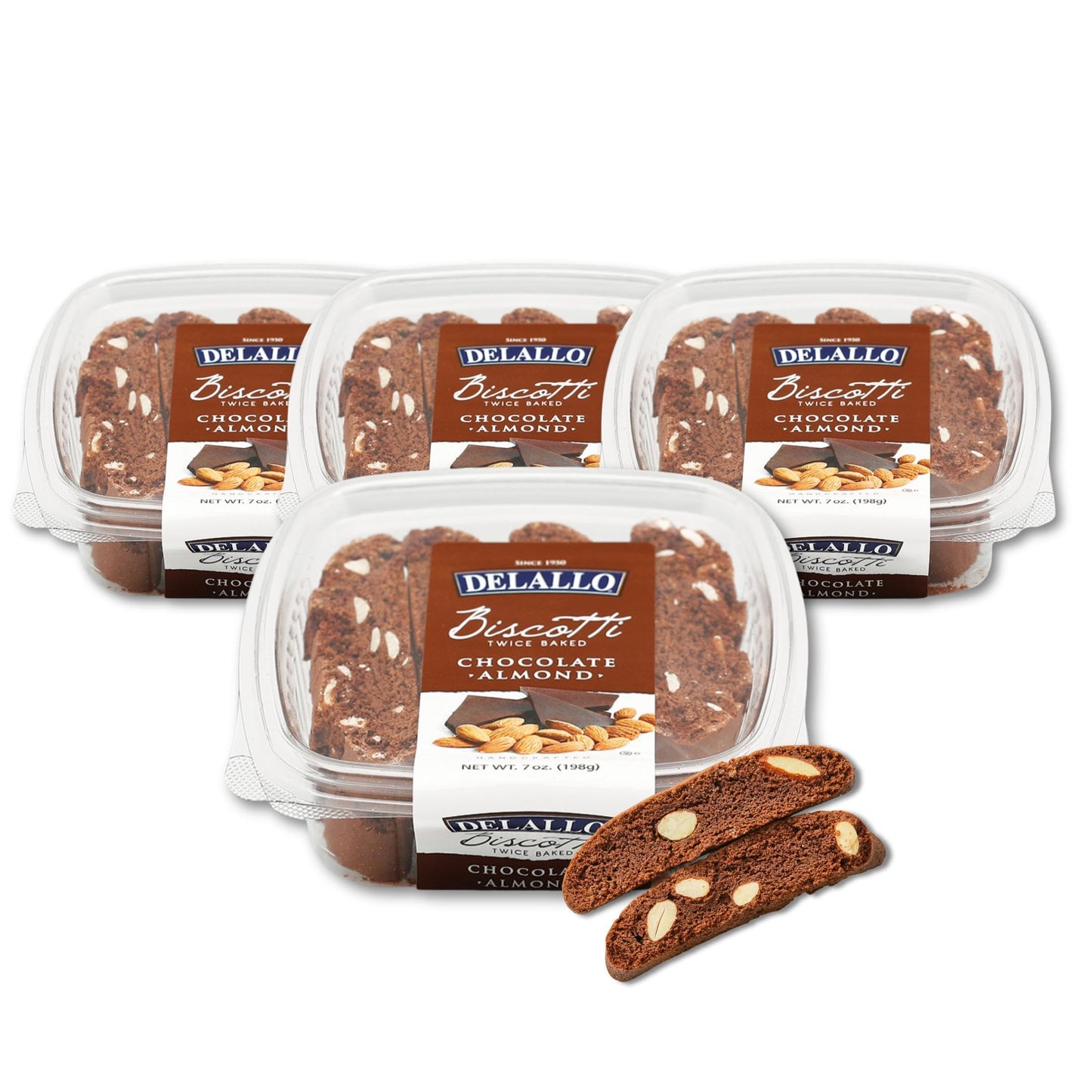 DeLallo Chocolate Almond Biscotti Cookies, Twice-Baked Authentic Italian Recipe, All Natural Tuscany Biscuits with Rich Cocoa and Sweet Almonds