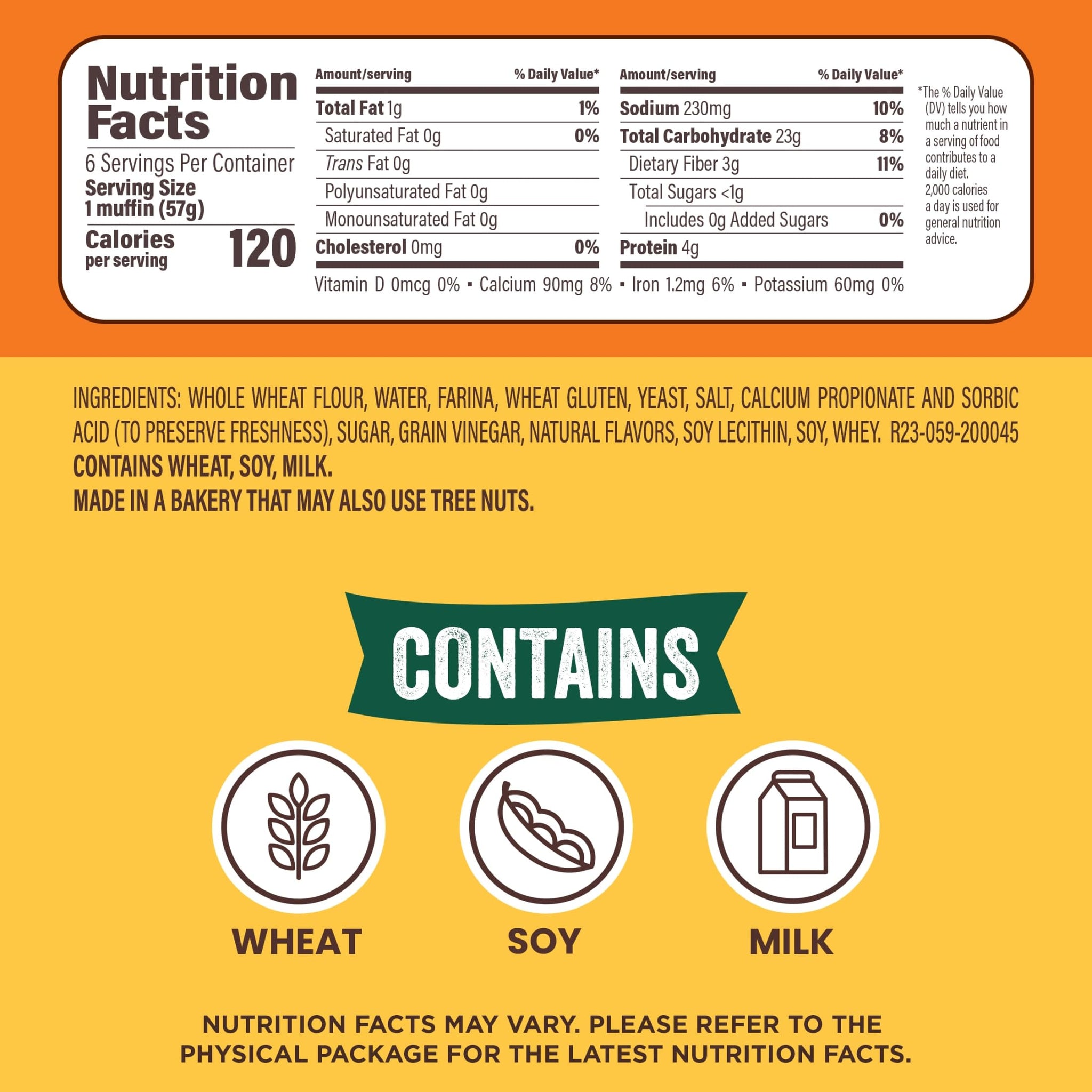Thomas’ 100% Whole Wheat English Muffins, 6 Count, 12 Oz Package of English Muffins