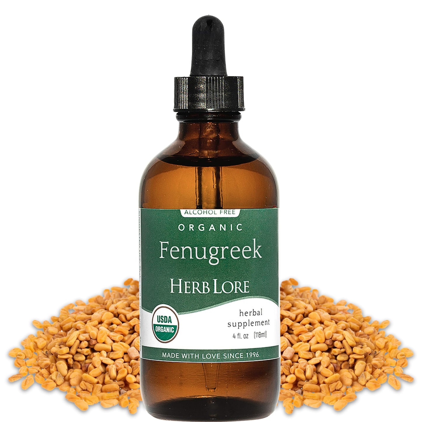 Herb Lore Organic Fenugreek Tincture - Alcohol Free Liquid Drops - Lactation Supplement for Breastfeeding Moms - 4 fl oz