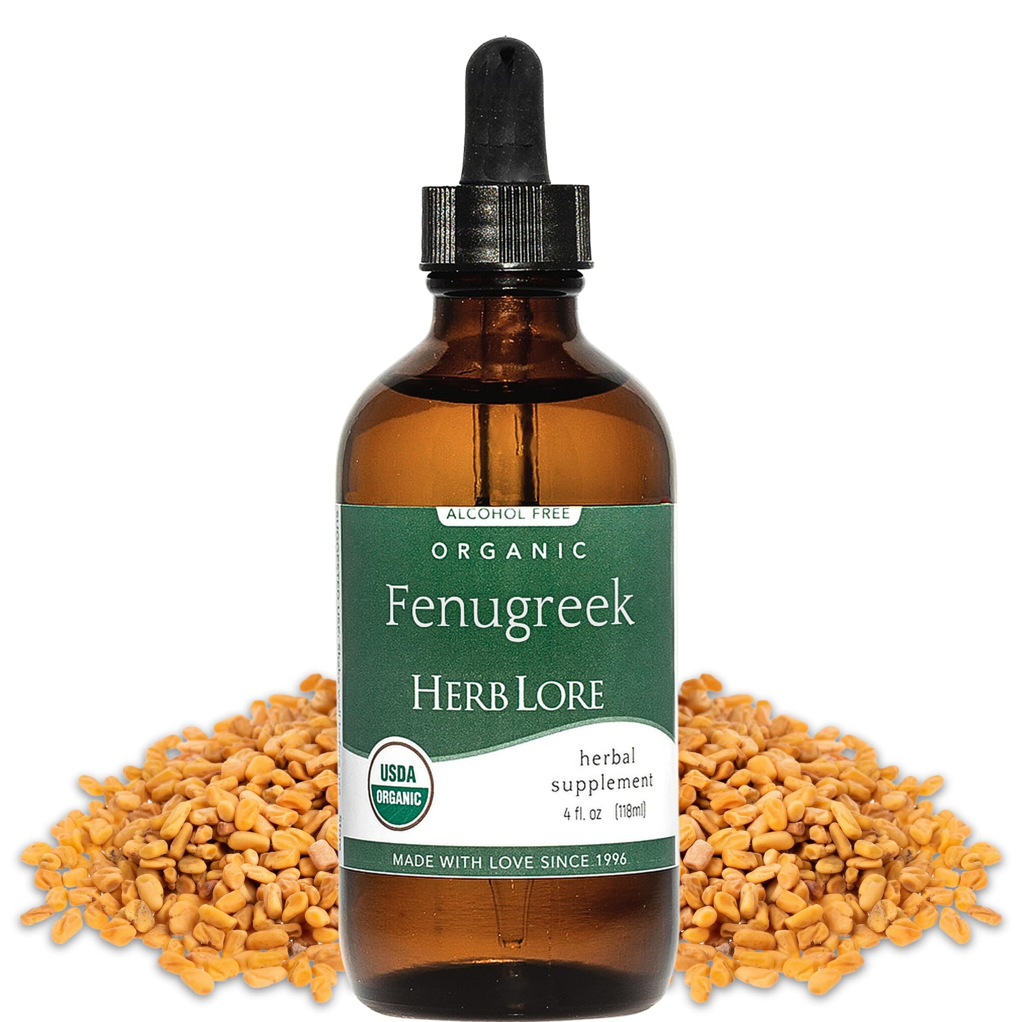 Herb Lore Organic Fenugreek Tincture - Alcohol Free Liquid Drops - Lactation Supplement for Breastfeeding Moms - 4 fl oz