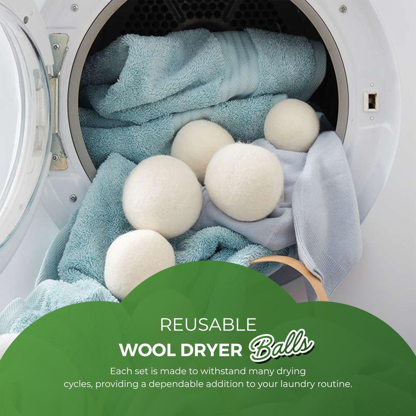Pursonic XL Laundry Wool Dryer Balls Made with 100% Pure New Zealand Wool - Natural Reusable Fabric Softener Balls for Drying Time & Energy