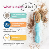 Tiny Sprouts Organic Milled Chia Seeds + Full Serving Probiotic with Vitamin D3 - Kids Superfood Nutrition Booster I Plant-Based Omega-3, Prebiotic