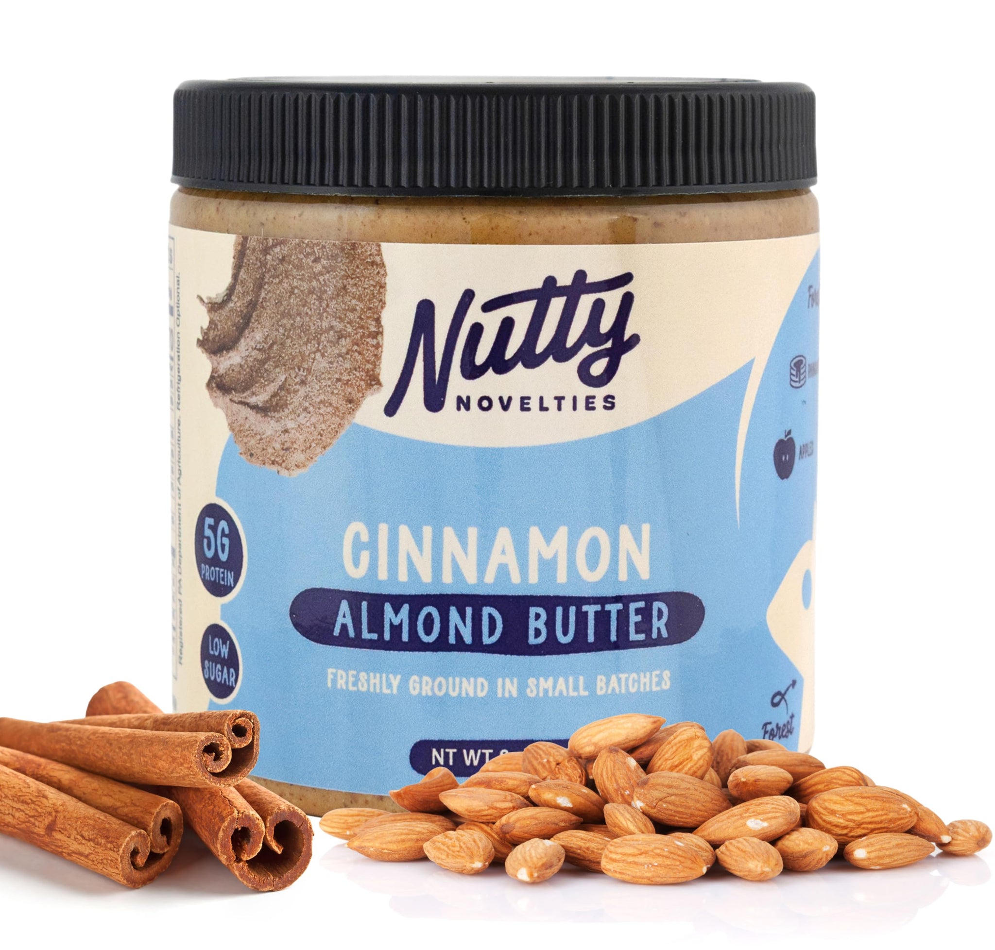 Nutty Novelties Cinnamon Almond Butter - High Protein, Sweet Almond Butter - All-Natural, Light Almond Butter Free of Cholesterol & Preservatives