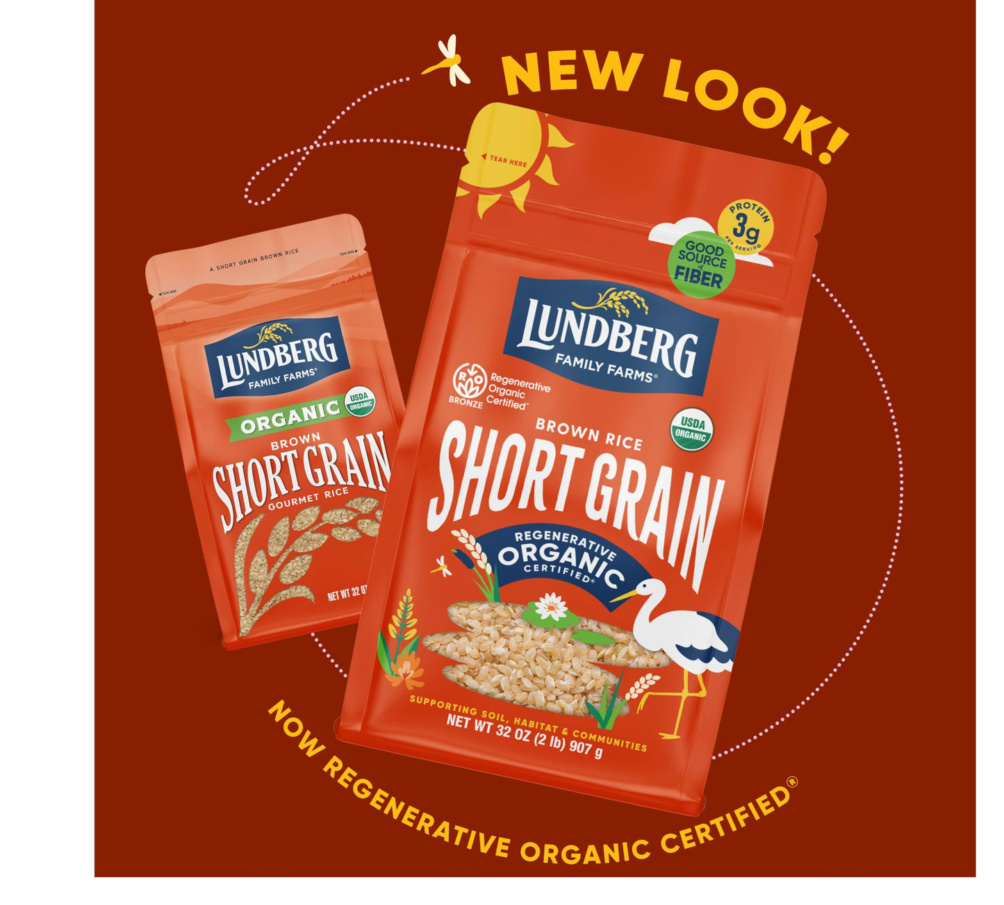 Lundberg Family Farms - Organic Brown Short Grain Rice, Subtle Nutty Aroma, Clings When Cooked, 100% Whole Grain, High Fiber, Pantry Staple, USDA Certified Organic, Gluten-Free, Vegan (32 oz, 1-Pack)