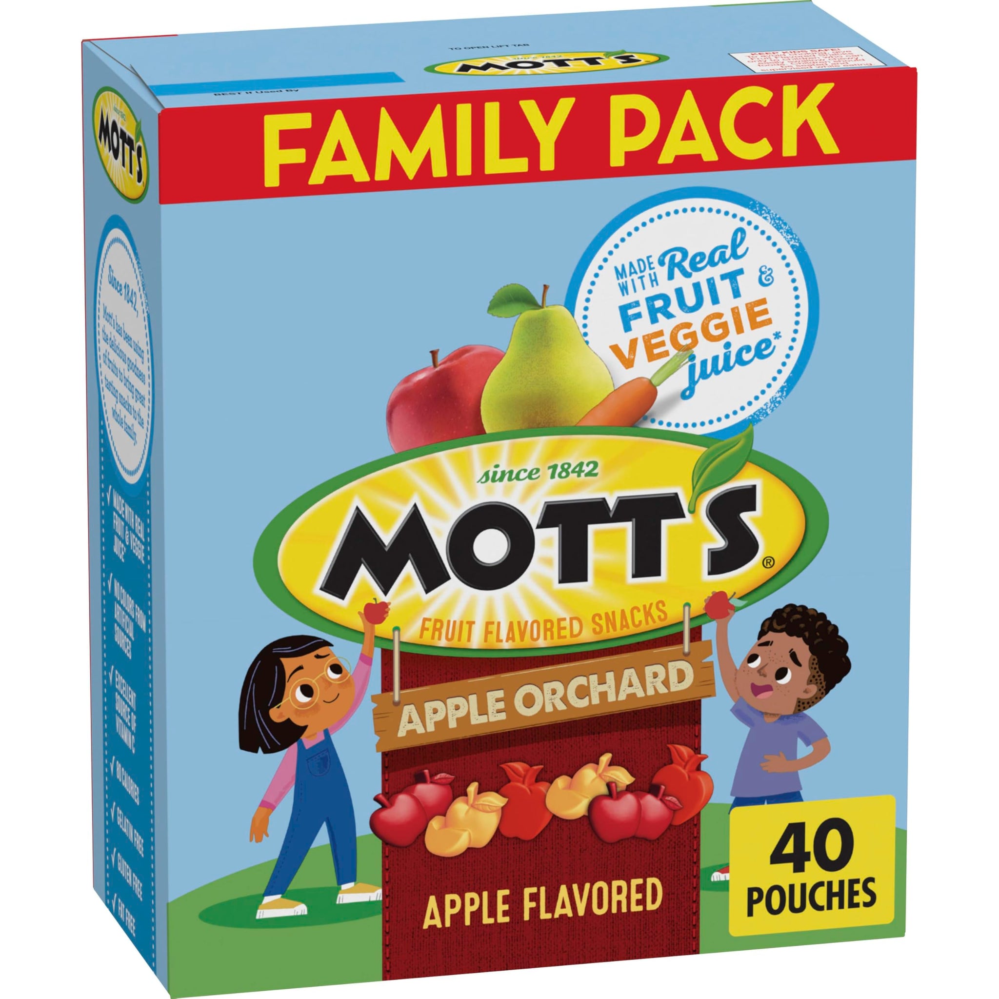 Mott's Fruit Flavored Snacks, Apple Orchard, Gluten Free Snack, Family Pack, 40 Ct, 32 oz