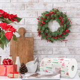 Homdkor Renova Christmas Kitchen Paper Towel 3 Jumbo Rolls 2-ply 120 Sheets- Printed Paper Rolls for Christmas Decoration Table - Use as Christmas