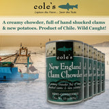 COLES New England Clam Chowder - Gluten Free, Chowder Soup with New Potatoes and Clams, 15 oz