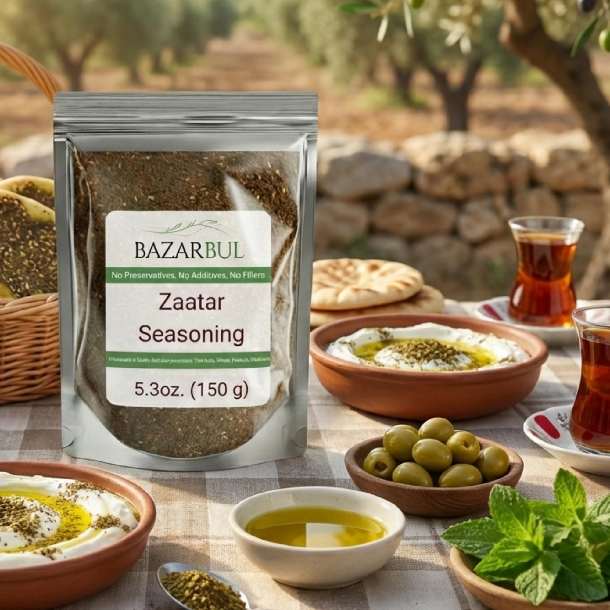 Zaatar Seasoning, 5.3oz, Real Za'atar,%100 Natural, Zaatar Spice from Middle Eastern Spices, Perfect for Mediterranean Seasoning Blends, AKA Zahter