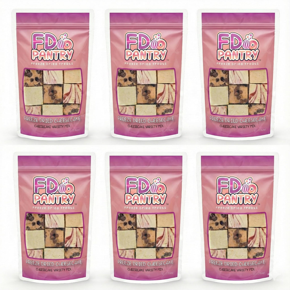 Freeze Dried Cheesecake Bites New York Style 4.1oz (6 Pack) - Caramel, Chocolate Chip and Strawberry Swirl Freeze Dried Dessert - Mini Chocolate