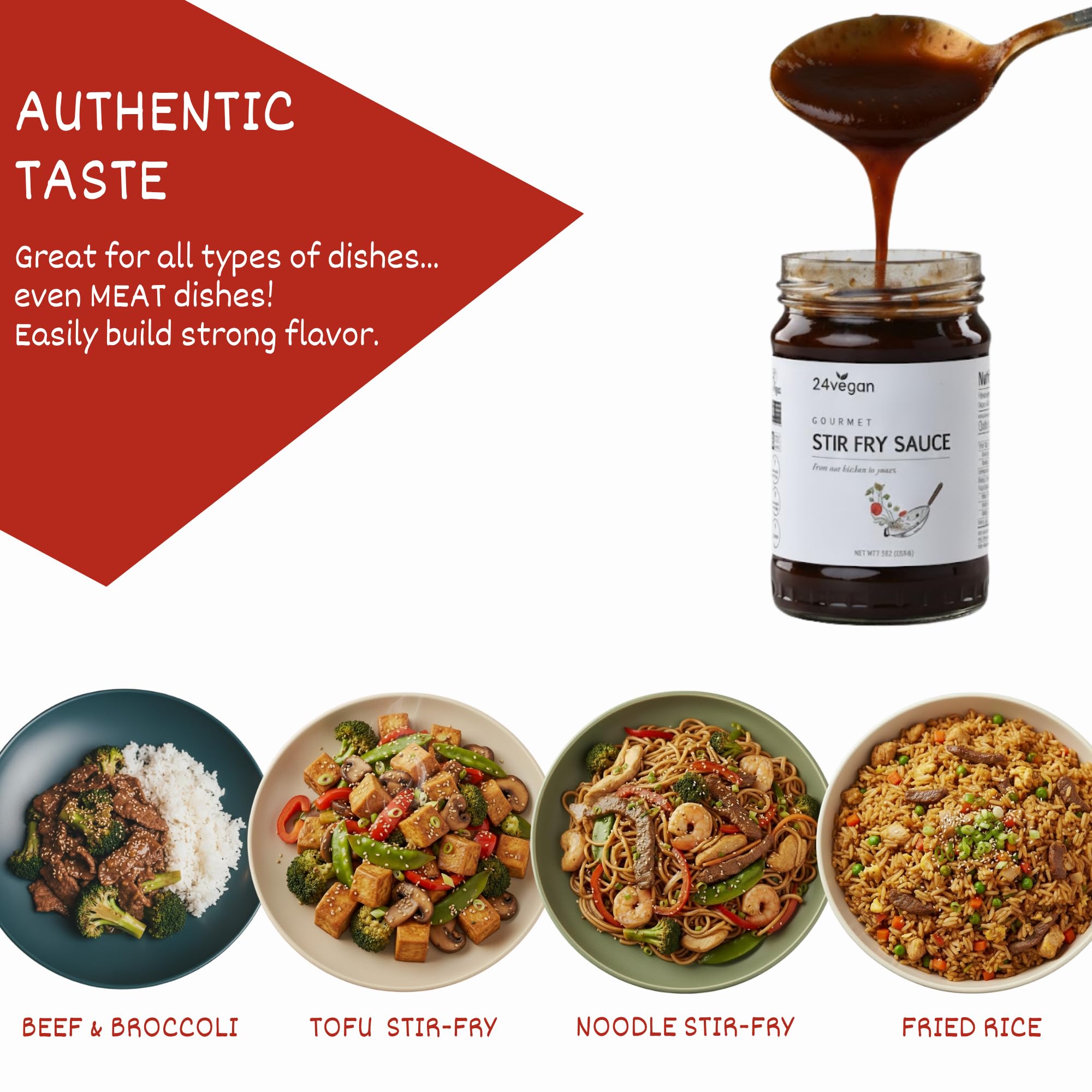24Vegan - All Natural Vegan Stir Fry Sauce for Cooking and Dipping | Gluten Free, Non-GMO, No MSG Added, 7.5 oz