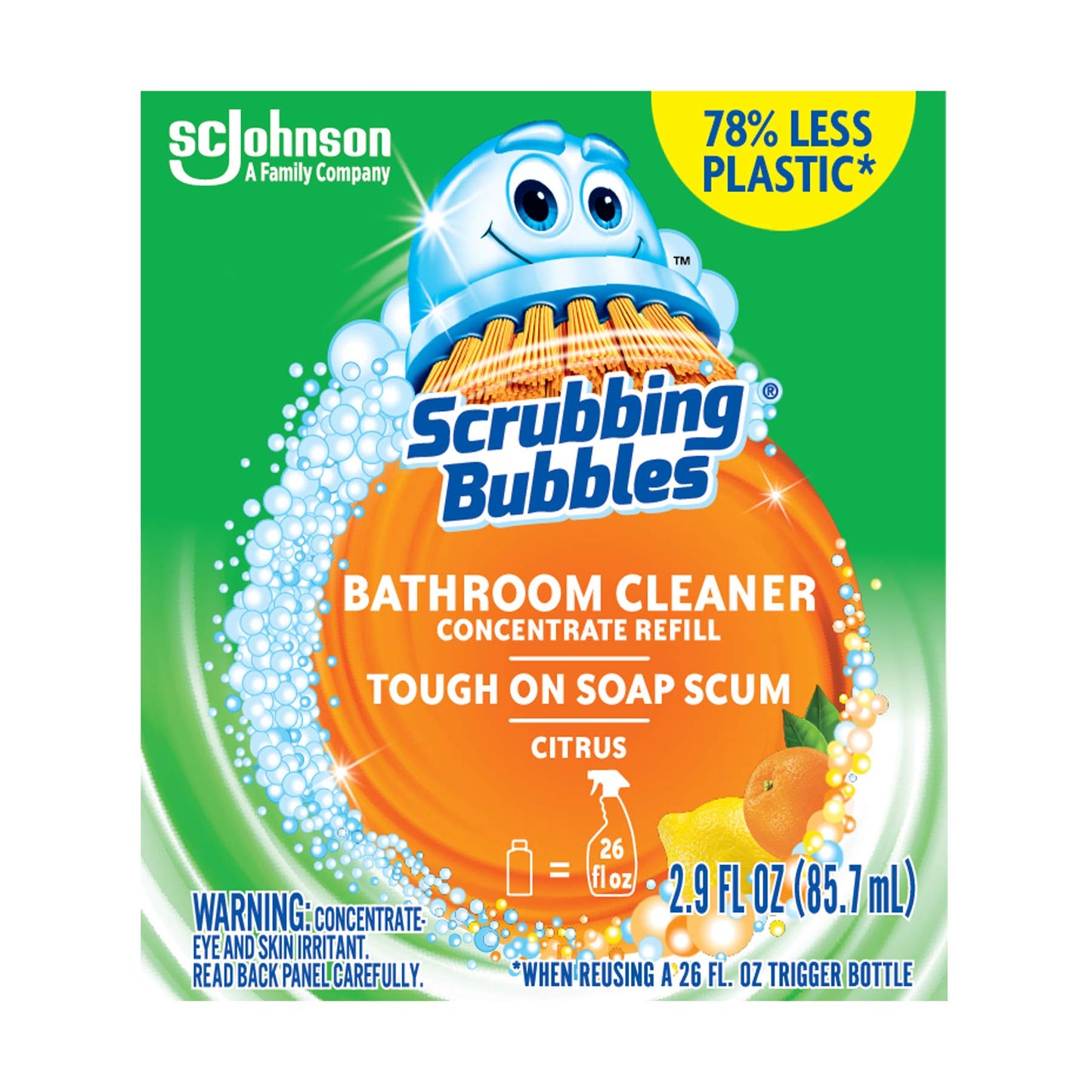 Scrubbing Bubbles Multi Surface Bathroom Cleaner Concentrate, Two 2.9 oz Concentrated Refill Bottles