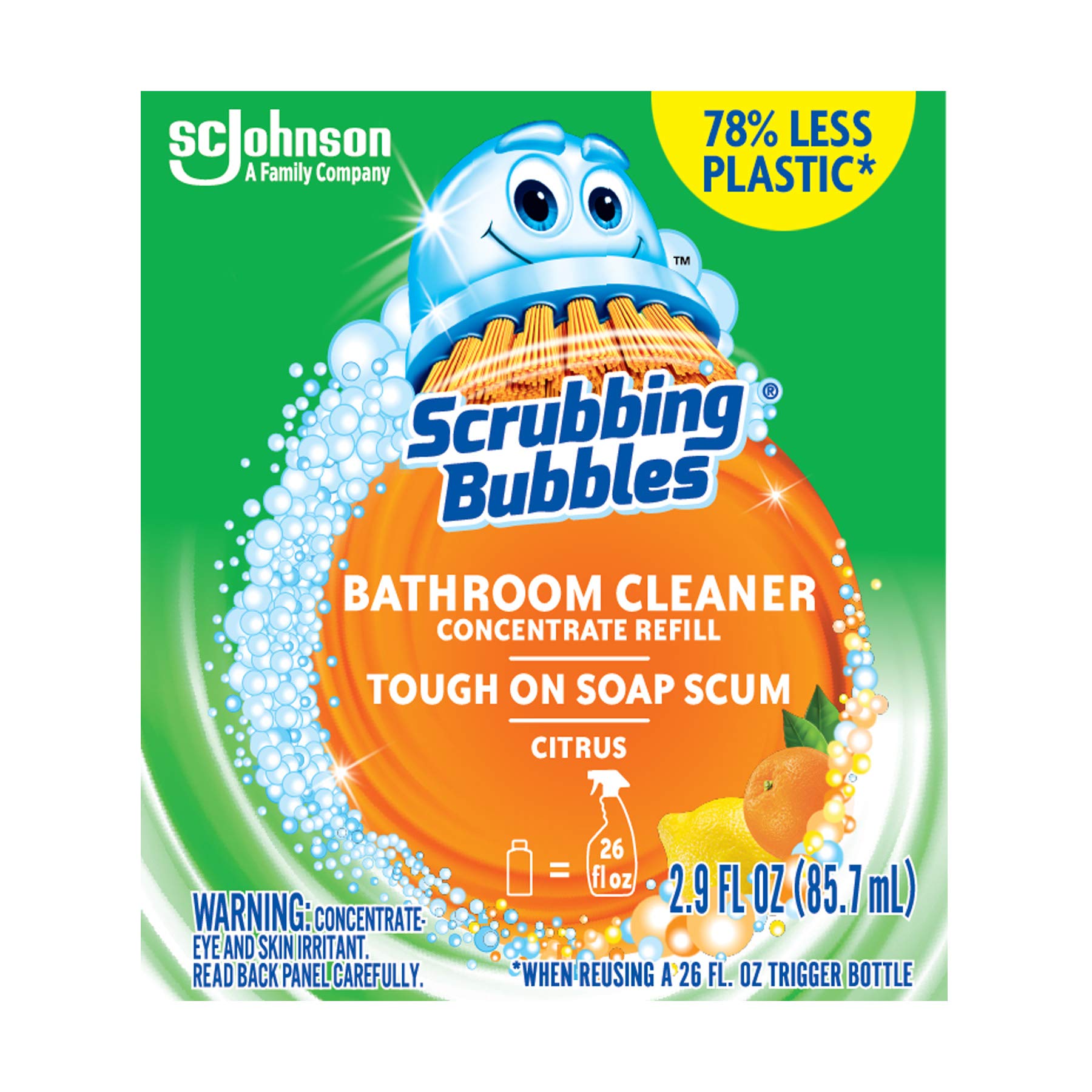 Scrubbing Bubbles Multi Surface Bathroom Cleaner Concentrate, Two 2.9 oz Concentrated Refill Bottles