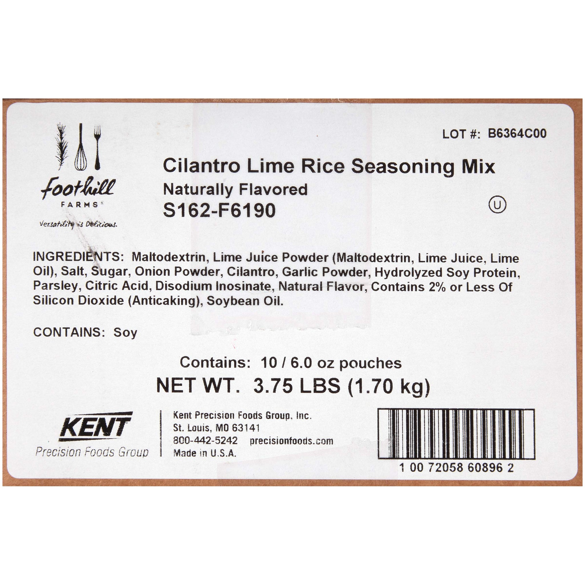 Foothill Farms Cilantro Lime Rice Seasoning Mix, 6 Oz Bag (Pack Of 10)