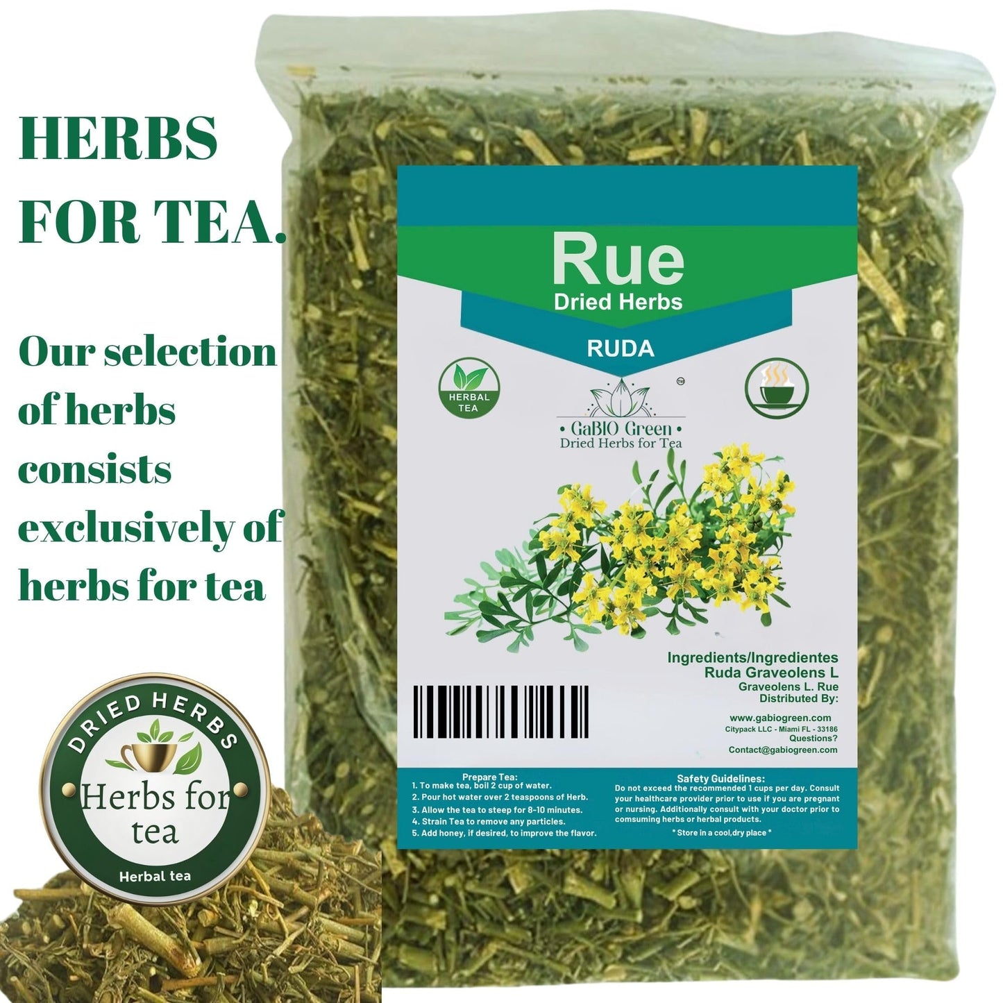 RUE Dried Herbs Ruda Seca, Ruda Graveolens, rue leaves and branches Dried Rue Leaves (Ruta graveolens) | Raw Herbal Ingredient (2 Ounce)