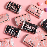 Zonon 180 Pcs Sweet 16 Birthday Candy Bar Wrappers, Mini Chocolate Stickers