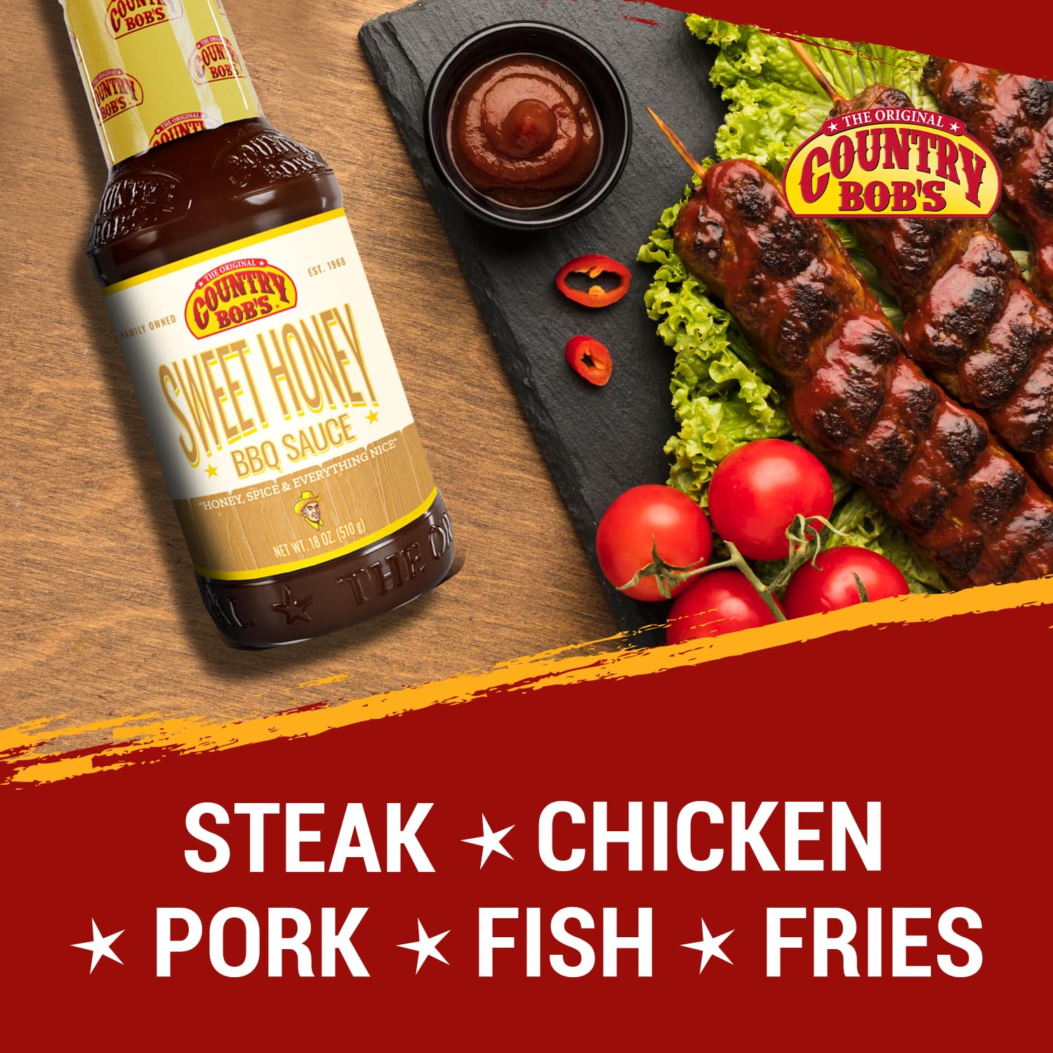 Country Bob's - Sweet Honey Barbecue Sauce - 18 oz (Pack of 2)