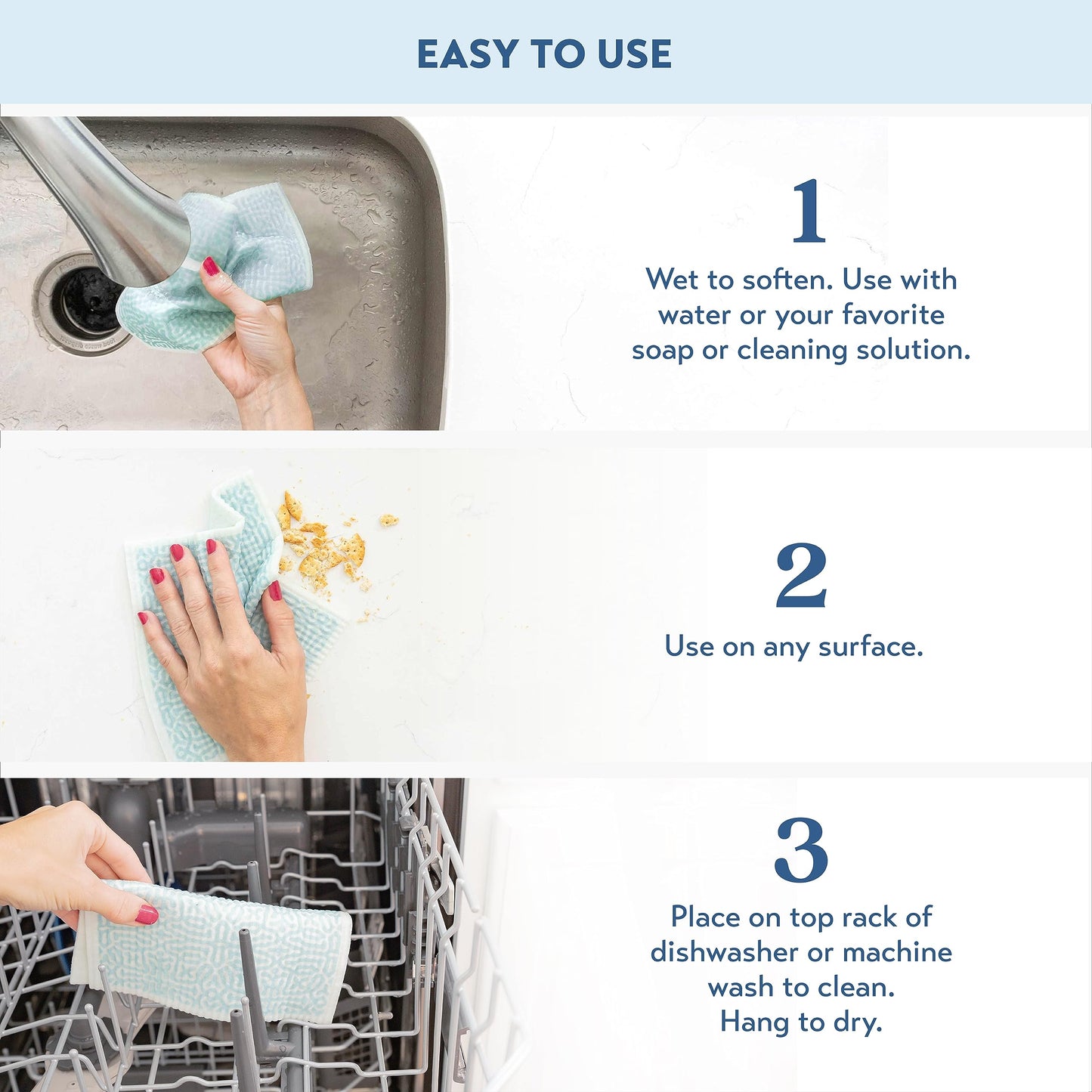 ELYN Swedish Dishcloths, Reusable & Washable Sponge Cloths, Absorbent Cleaning Paper Towels for Kitchen, Dishes, Counters and More, 5 Pack, Assorted