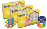 Peeps Gummies 3.0 oz Box (3 Pack) Bundle Assorted Chick & Bunny Shaped Gummies | Easter Egg and Basket Stuffers | Soko Smiles Thank You Sticker.