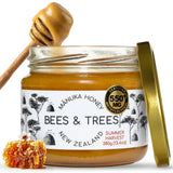 Bees & Trees Manuka Honey 550+ MGO - Raw, Pure New Zealand Monofloral Honey - Unpasteurized & Minimally Filtered - Ideal for Tea, Coffee, Dressings