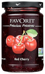 Favorit Red Cherry Preserve - Premium Fruit Preserve with Sweet & Tart Flavor | Perfect for Breakfast & Baking | 12.3 oz Jar