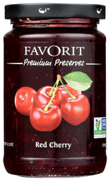 Favorit Red Cherry Preserve - Premium Fruit Preserve with Sweet & Tart Flavor | Perfect for Breakfast & Baking | 12.3 oz Jar