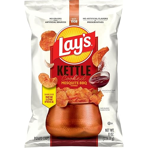 Lay's Kettle Cooked Mesquite Barbecue Flavored Potato Chips, 8 Oz