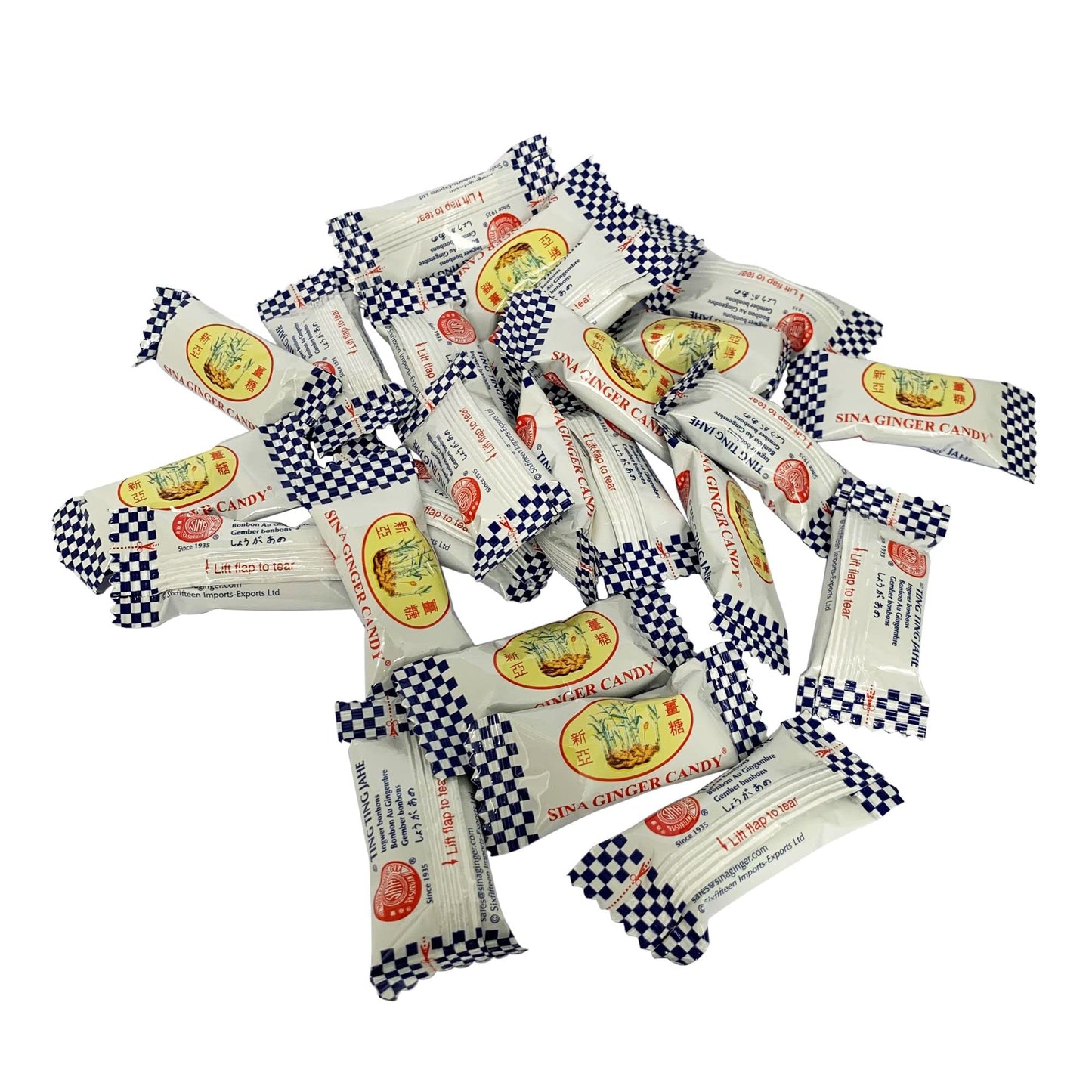 4 Bags of SINA Ginger Candy, the Original Ting Ting Jahe since 1935, 4.4 oz Per Bag, Total of 17.6 oz (1.1 lbs)