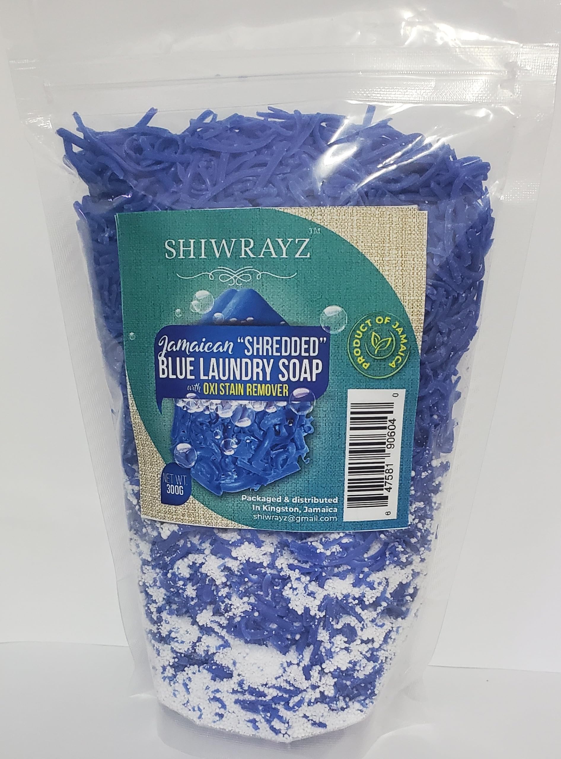 SHIWRAYZ Jamaican Blue Laundry Soap Shredded With Oxi Stain Remover 350g / 12.34oz each (Pack of 2)