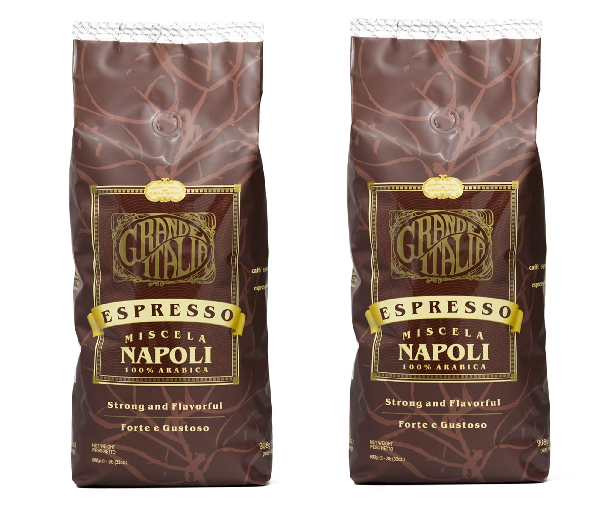Grande Italia Espresso; Small Batch Artisan Roasted Miscela Napoli, 2 Lbs. (Pack of 2)