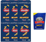 Barilla Campanelle Pasta | Non-GMO Pasta Made with Durum Wheat Semolina, 16 oz (Pack of 6) & Market Basket Rotelle Pasta Italian-Style, 12oz