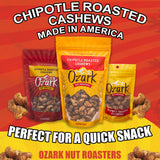 OZARK NUT ROASTERS, Chipotle Roasted Cashews with Spicy Kick, Flavored Savory Snacks, World-Class Gourmet Candied Nuts, Resealable Pack (14 oz)